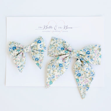Sailor Bow Clip Or Headband / Blossoms In Blue