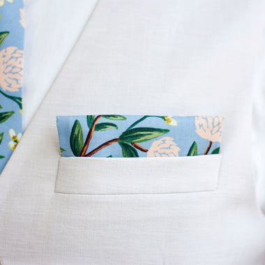 Men's Pocket Square / Peonies In Dusty Blue
