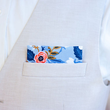 Boy's Pocket Square / Birch Floral In Periwinkle